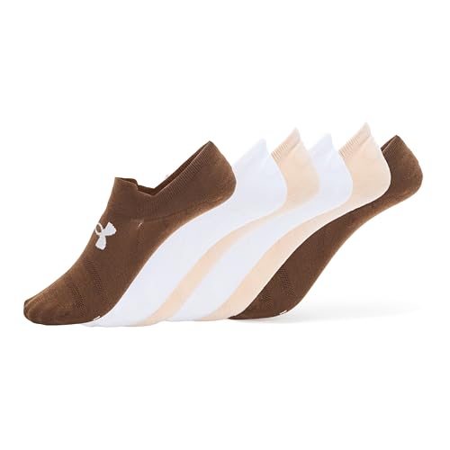 Under Armour Unisex-Adult Essential Ultra Low Tab Socks 6 Pack, (239) Elite Beige/Elite Beige/Halo Gray, Large