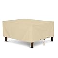 SunPatio Outdoor Ottoman Cover, Heavy Duty Waterproof Rectangular Coffee Table Cover, Patio Furniture Side Table Cover, All Weather Protection, 40" L x 30" W x 18" H, Beige