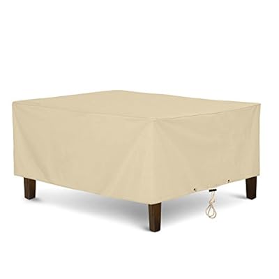 SunPatio Outdoor Ottoman Cover, Heavy Duty Waterproof Rectangular Coffee Table Cover, Patio Furniture Side Table Cover, All Weather Protection, 40" L x 30" W x 18" H, Beige