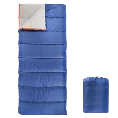 Amazon Basics 30°F Cool Weather Sleeping Bag, 75 x 33 Inches, Blue
