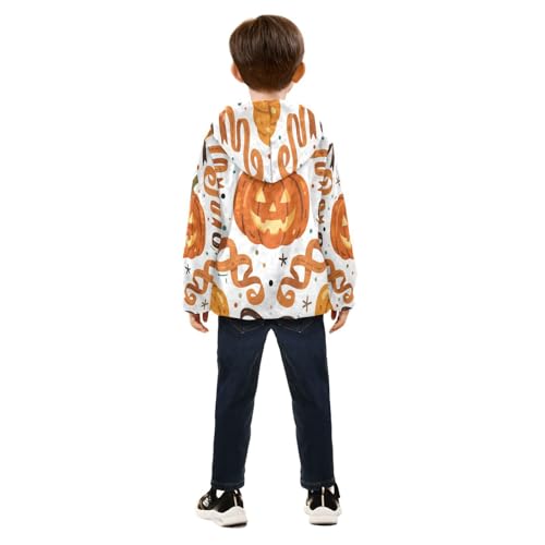 Halloween Pumpkin Pattern with Ribbons Toddler Fleece Jacket Girl Boys Hooded Fleece Jacket Coat4