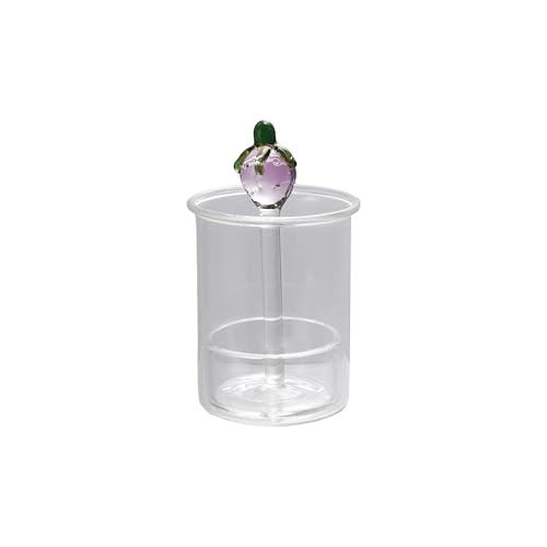 Creative Co-Op Glass Toothpick Holder with Strawberry Design, Pink and Green
