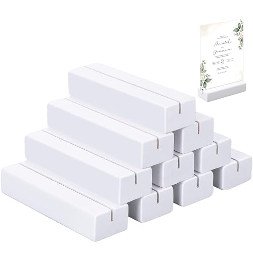 Elcoho 18 Stück Weiß Kartenhalter Holz,Menükartenhalter, Tischkartenhalter,Fotohalter Holz für Hochzeiten,Restaurants,Bankette und Partys Menükartenhalter(10 x 3 x 2 cm)