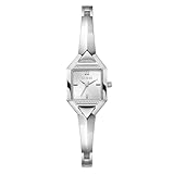Guess Orologio da donna da 21,5 mm, cinturino in acciaio inox color argento, quadrante bianco, cassa argentata