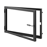 Puerta de Horno de Chimenea con Cristal para hornos de Pizza y Acero para Caldera. Apertura: Izquierda | Tirador a la Derecha. Ventana Grande. (50x40)