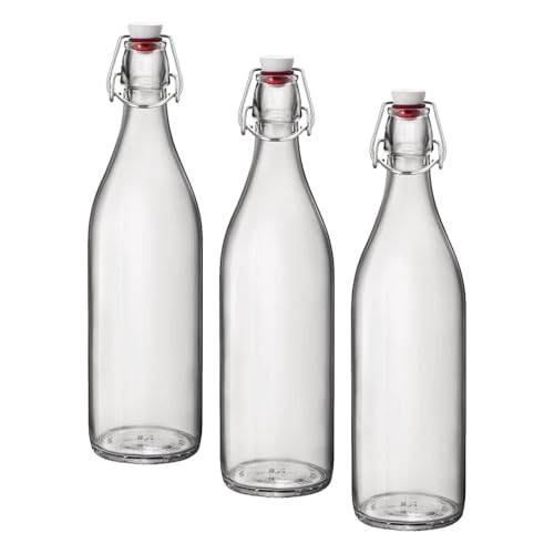 Bormioli 324Y — Botella transparente Giara, 1 litro (Paquete de 3)