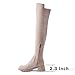 N.N.G Over The Knee Combat Boots, Cream Faux Suede, Platform Lug Sole with 2.3 Inch Heel, Side Zipper for Women, Streetwear Fashion, Size 8