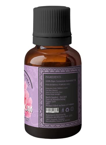 Image of Heilen Biopharm Geranium Essential Oil - 15 mL Per Bottle Pack of 1 (Pelargonium Graveolens) For Skin Nourishment & Insect Repellent