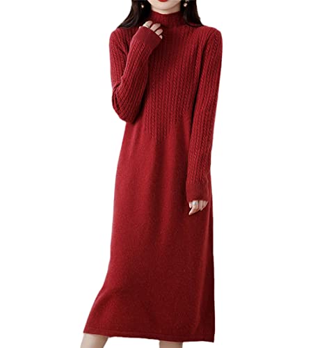 Robe pull longue rouge en cachemire pour femme : restez au chaud sans piquer la peau