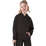 QTWW INC Youth Hoodie Sweatshirt,Boys Girls Hooded,Hoodies for Teen Girls Fashion Fleece Pullover Tops Kids Clothes,Black,12Years