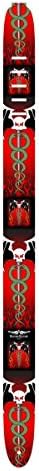 Perri's Leathers Vulture Kulture Leather Guitar Strap High Res. Imaging - "Caduceus" Skulls w/ Snakes, Wings and Flames