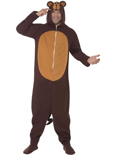 Smiffy's Monkey Costume, Brown, All in One with Hood, Medium