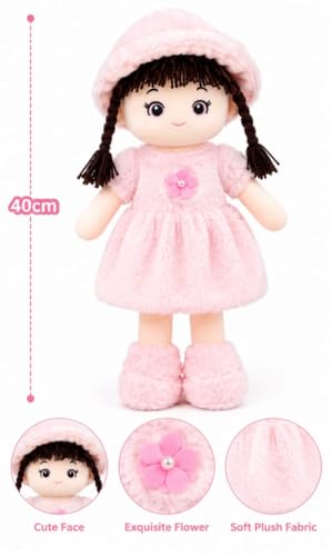 Image of Cute Doll Soft Toy for Girls 40CM | Pink Plush Doll Teddy for Kids | Ultra Soft Stuffed Baby Doll Toy | Huggable Washable Plush Toy Gift for Boys & Girls