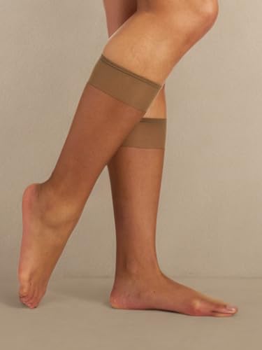 Berkshire womens 3 Pairs Ultra Sheer Sheer Toe Pantyhose With Sandalfoot Toe Knee High, French Coffee, 8.5-11 US2