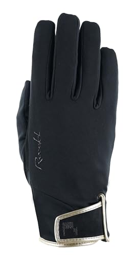 Gants d'équitation d'hiver Roeckl Hegau élégants noir et doré