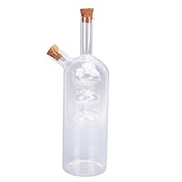 Conception unique de bec à double déversement: Le concept unique 2 en 1 vous permet de stocker et de distribuer deux liquides différents, tels que l'huile d'olive et le vinaigre, pour une utilisation culinaire pratique. Construction en verre: en verr...