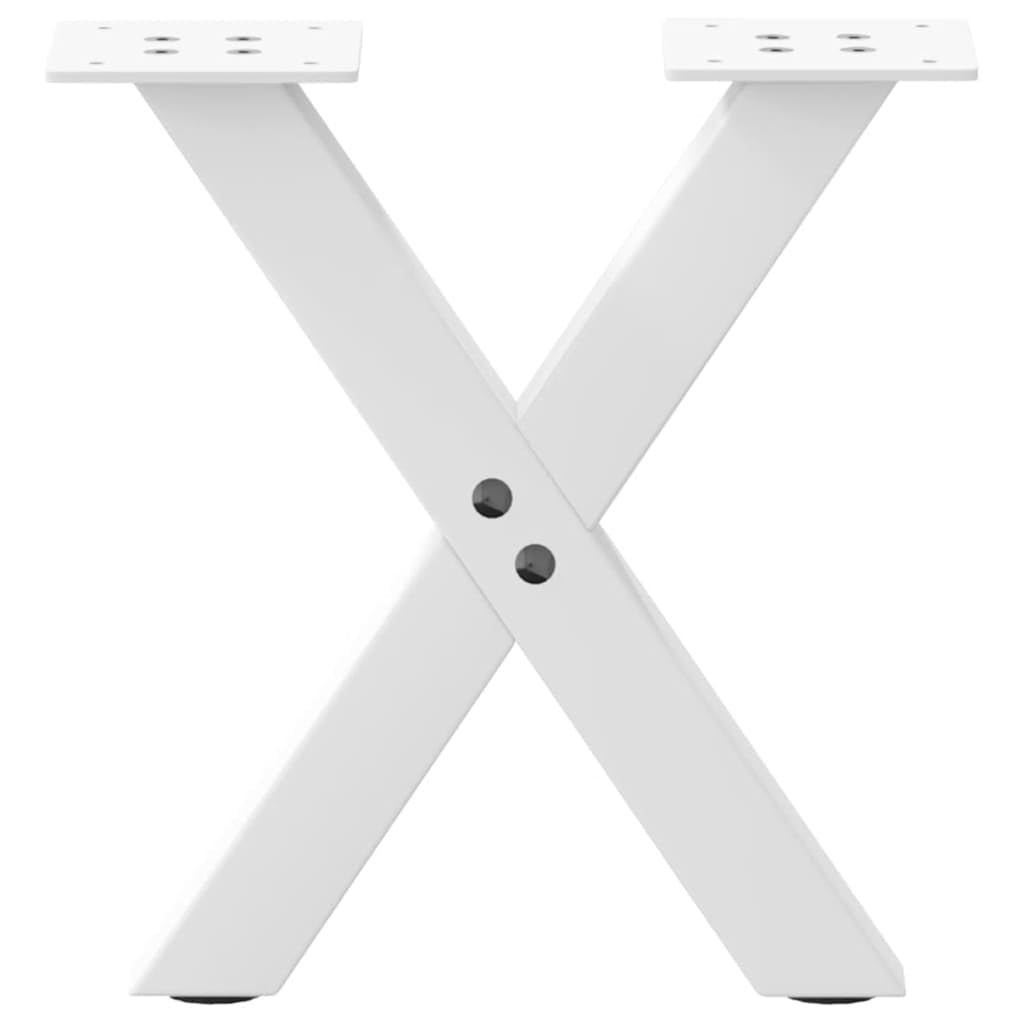 Gambe da tavolo a forma di X, set da 2, bianco, 30 x 31 cm, in acciaio verniciato a polvere, per tavolino da caffè, con piedini regolabili