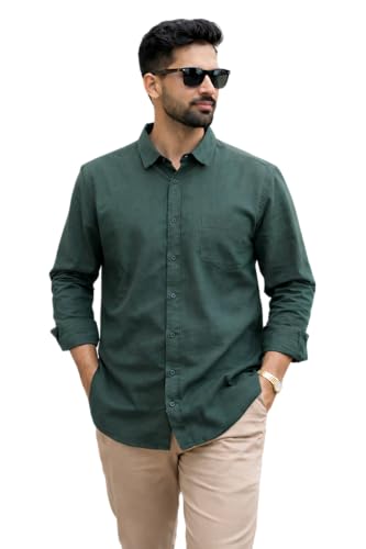 Image of Men's Solid Casual Shirt | Casual Plain Button Down Shirt for Men | Regular Fit Full Sleeves Smart Formal & Casual Wear