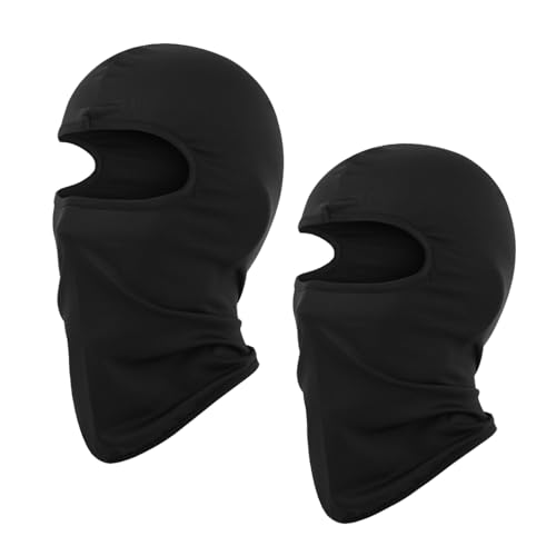 2 máscaras de pasamontañas finas y shiesty, con capucha, máscara de esquí, para hombres y mujeres, pesca, ciclismo, color negro, Negro+Negro, Medium