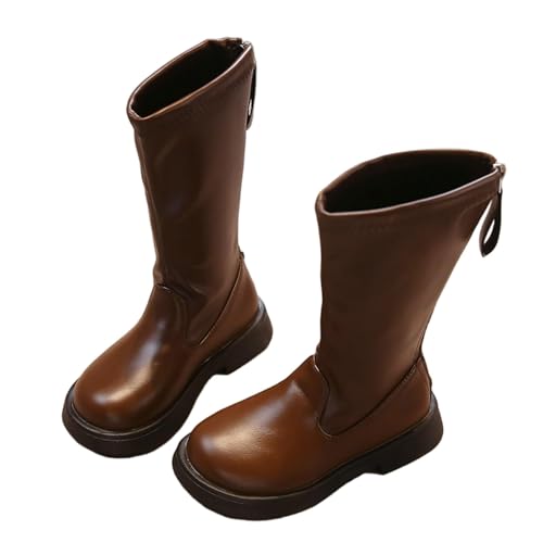 Boots for Girls Zipper PU Leather Riding Boots Fashion Mid Calf Waterproof Winter Warm Fashion Snow Boot for Kids