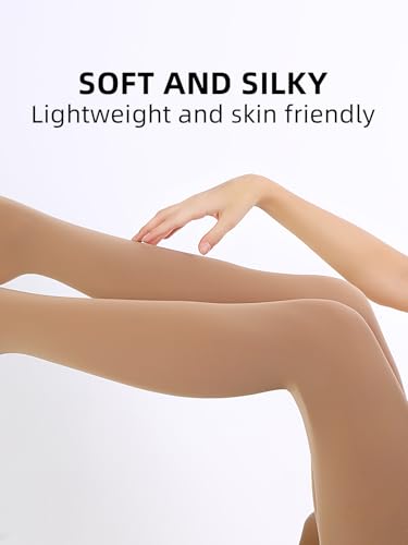 Image of Women's 80 Denier Semi Opaque Tights High Waist Soft Solid Color Footed Pantyhose