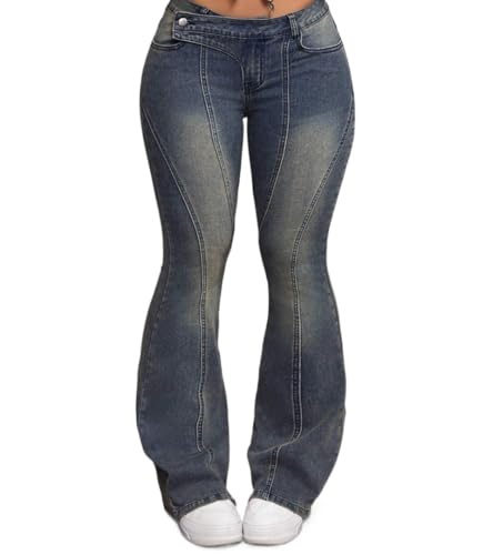 Women's Mid-Rise Jean Front Button Casual Jeans