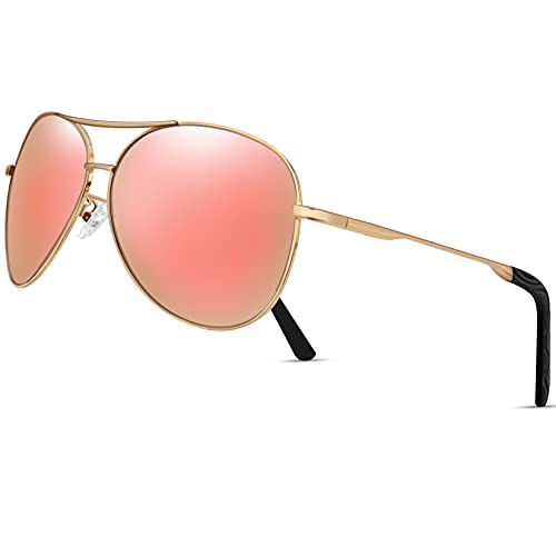 Botpov Aviator Sunglasses For Men Women Polarized Uv400 Protection Mirrored Lens Metal Frame With Spring Hinges #TOP19