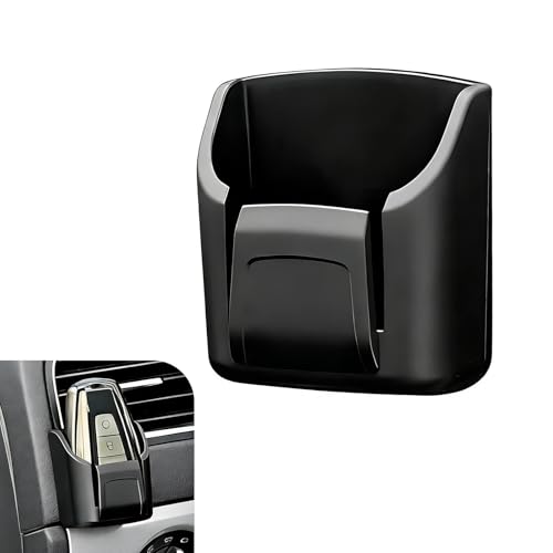 Zigeiya Car Key Fob Holder, Anti-vibration Dashboard Storage Box with Card Slot, Multi-function Organizer for Remote Key Card Small Item, Self-adhesive Accessory for Center Console Door Panel (Black)