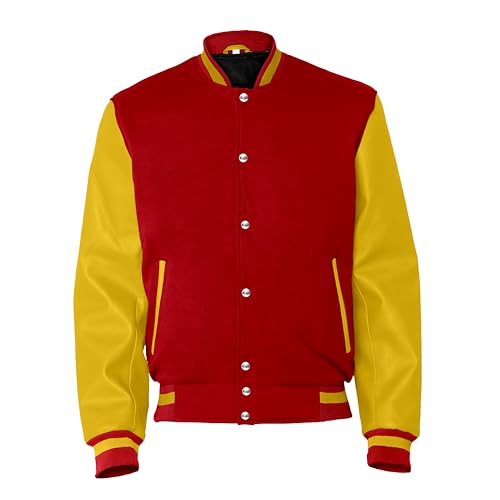 Image of Baseball Wool Letterman Varsity Faux Leather Sleeve For Men | Wool Varsity Bomber Jacket