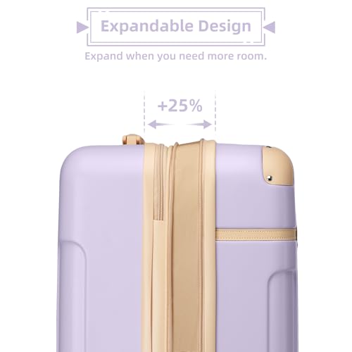 Image of LARVENDER Luggage Sets 3 Piece Expandable Carry on Luggage 22x14x9 Airline Approved Hardshell Suitcase with Wheels TSA Lock, Lightweight Suitcase Set for Women with Travel Backpack, Lavender
