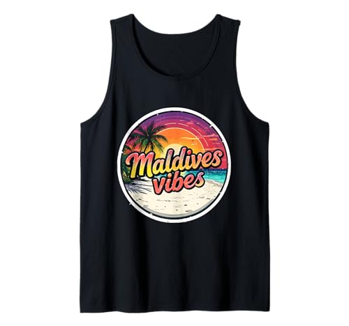 Rétro Maldives Vibes Beach Vintage Sunset Holiday Souvenir Débardeur