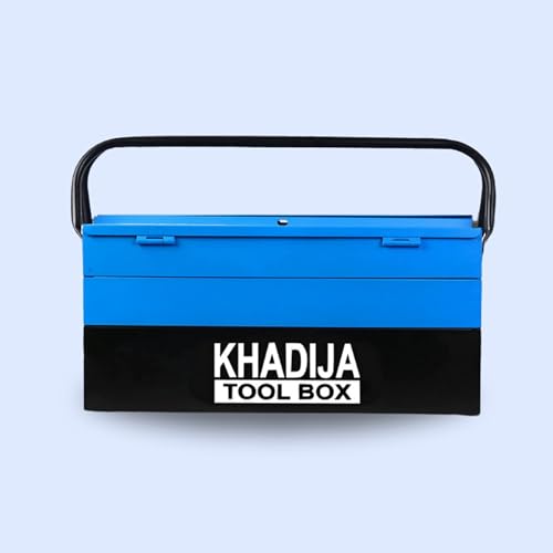 Image of KHADIJA Metal Five Compartment Double Handle Big Storage Professional Tool Box (BLACK BLUE)