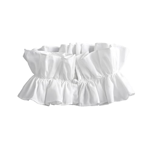 AUOCATTAIL Fake Collar Shirt Detachable Pleated French Scarf Ears Stand Collar Neckline for Women Decoration