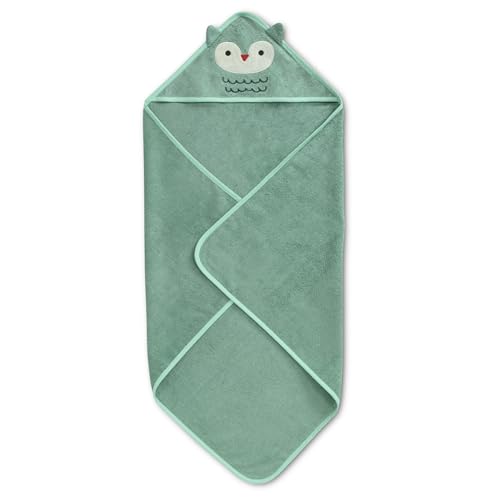 Image of Delta Children Baby /Infant Hooded Bath Towel - Super Soft and Absorbent- Newborn Essential - Ideal Baby Registry /Shower Gift for Boys and Girls, Light Teal Owl