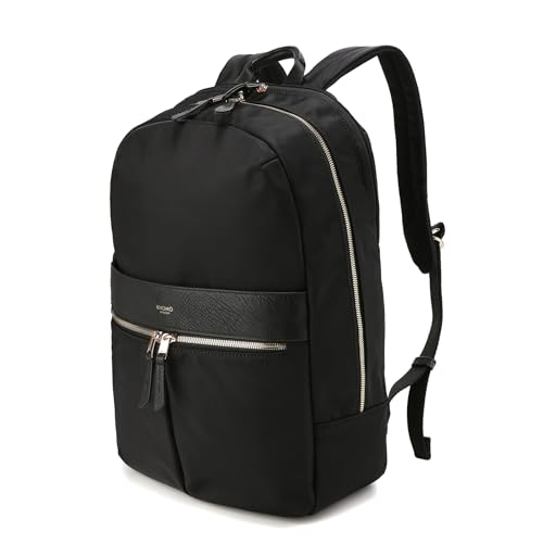 KNOMO Beaufort 15.6" Laptop Backpack Work Bag Purse for Women Large Travel Rucksack with Golden Zip, Black2