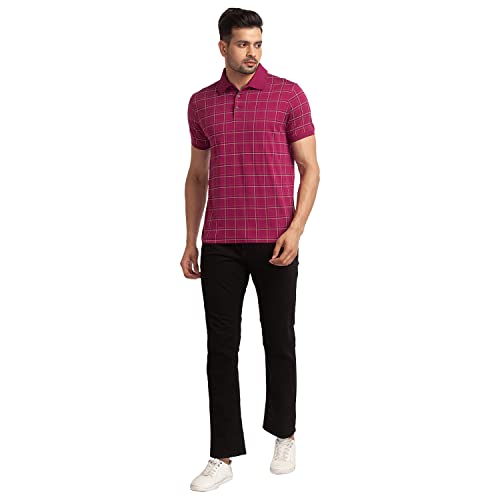 Image of Park Avenue Men's Pure Cotton Print Pattern Slim Fit Polo Collar Half Sleeve Casual T-Shirt