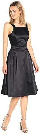 PARIS SUNDAY Women's Square Neckline Sleeveless Sateen Dress