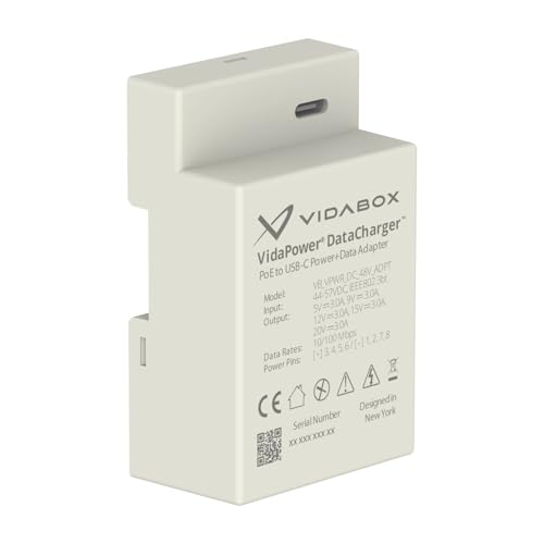 48V VidaPower® DataChargerTM : Adaptador 802.3bt CAT5 PoE a USB-C (Power+Data) con cable USB-C de 1.5 m miniatura 1