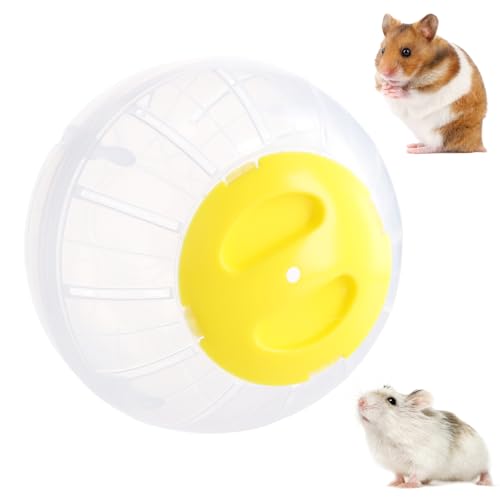Boule d'Exercice Transparente 14,5cm pour Hamster et Petits Animaux - Balle de Course pour Gerbille, Cochon d'Inde, Hérisson (Jaune)