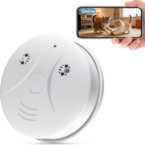 braosusner WiFi HD 1080P Spy Camera Hidden Camera Smoke Detector, Mini Small Nanny Cam with Motion Detection, Indoor Wireless Cameras for Home Security/Office