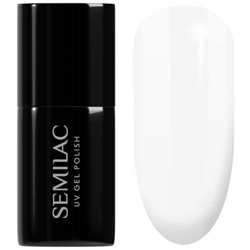 SEMILAC Gel Nail Polish 001 Strong White - Full Coverage Gel Polish - Soak Off Easy To Use LED/UV Nail Lamp - Long Lasting Manicure and Pedicure up to 3 weeks