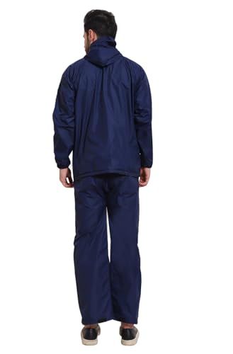 Image of Zacharias Men's Waterproof Double Layer Raincoat /Rainsuit With Pant (kv-01 Navy.Blue)
