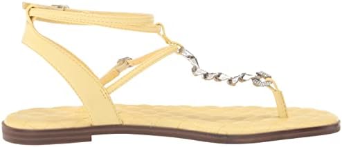 GUESS Women's BRIGHTI Flat Sandal, Yellow, 8 | Image 5