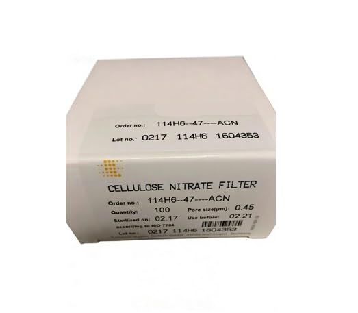 100PCS 114H6-47-ACN Cellulose Nitrate Filter Membrane, Black on White Grid High Flow Rate Lab Filters 47mm Replacement 1 Box