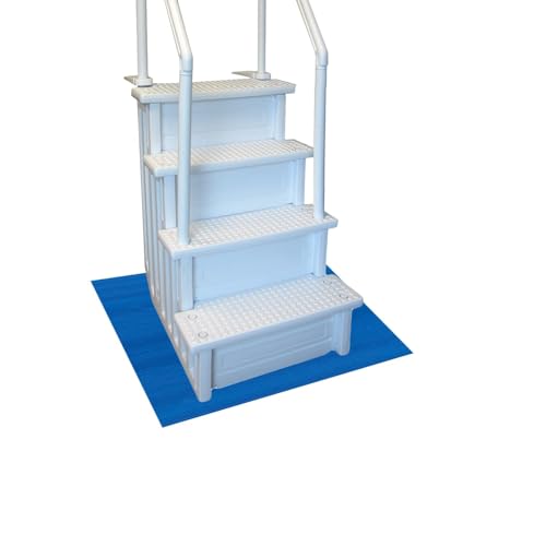 RESILIA Stay-Put Swimming Pool Ladder Mat - Non-Slip, Wide Ribbed, Protective Pad, 36 Inches x 36 Inches, 0.125 Inch Thick, Powder Blue, Made in USA