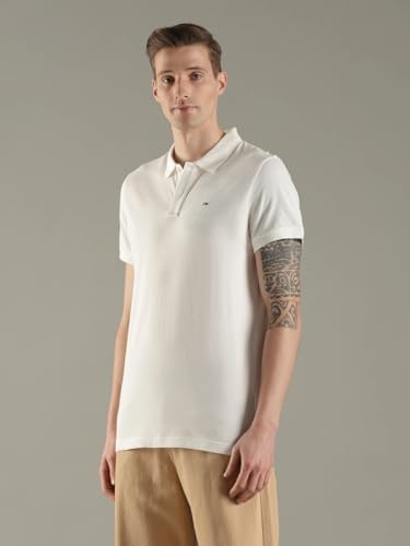 Image of Solid Slim Fit Cotton Polo T-Shirt