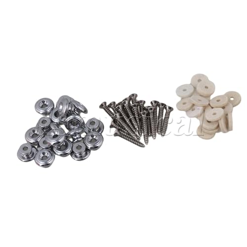 Chrome Mushrooms Guitar Buttons for Acoustic Guitar Bass Set of 40