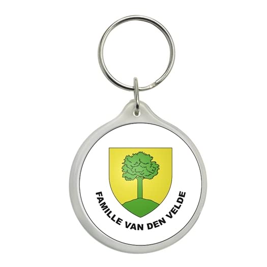 ROUND KEYCHAIN. - ARMONIAL SHIELD FAMILLE VAN DEN VELDE - OF FAMILIES OF BELGIUM - BELGIUM