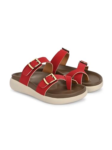 Image of EL PASO Women Red Faux Leather Casual Slip On Flats EPW5755 P