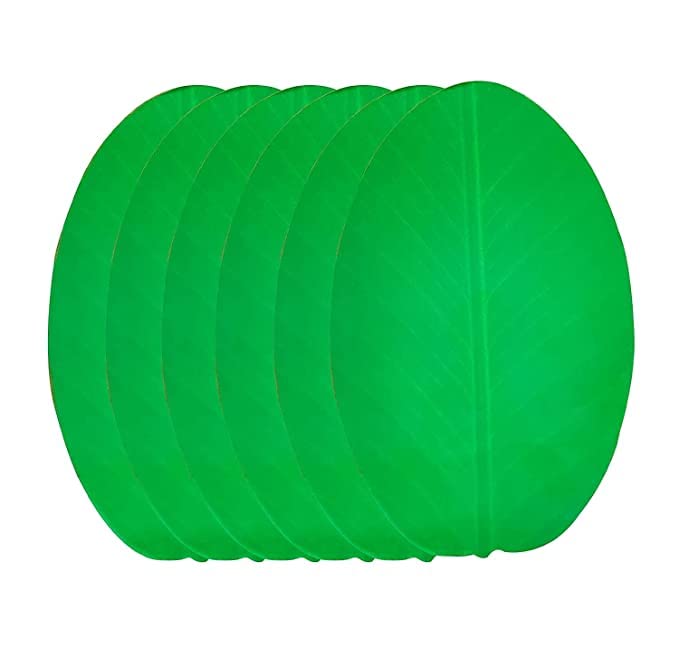 Image of CRAFT CITY Banana Leaf Design Table Place mat PVC 6 Pieces Dining Table Placemat Set for Home Decor & Kitchen (Green) Pack f 6